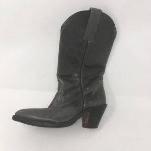 FRYE DARK GREEN LEATHER COWBOY BOOTS 7.5B